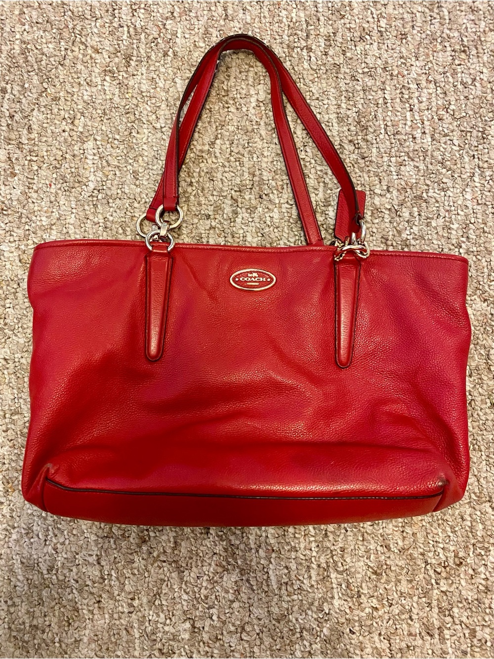 COACH Ellis Pebbled Leather Tote in Red 33961